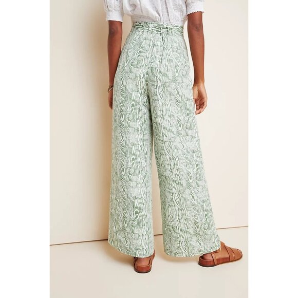 C/Meo Collective Arbor Wide-Leg Pants Sz M Green/White Woodgrain Print Bohemian - Picture 3 of 12